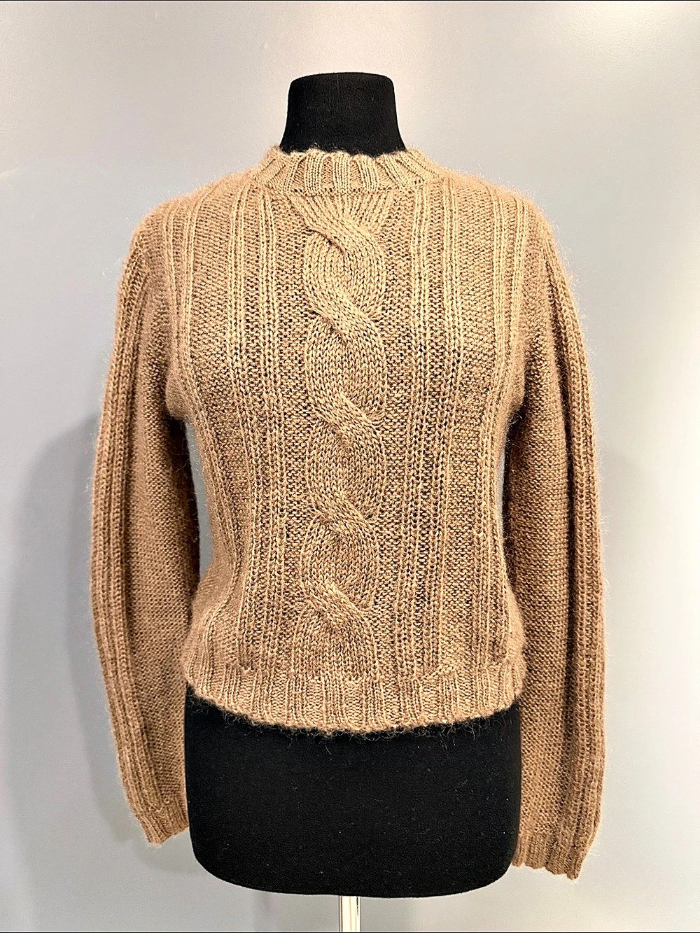 Esprit Cable Knit Mock Neck Sweater in Brown